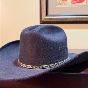 Classic Black Western Hat with Braided Trim